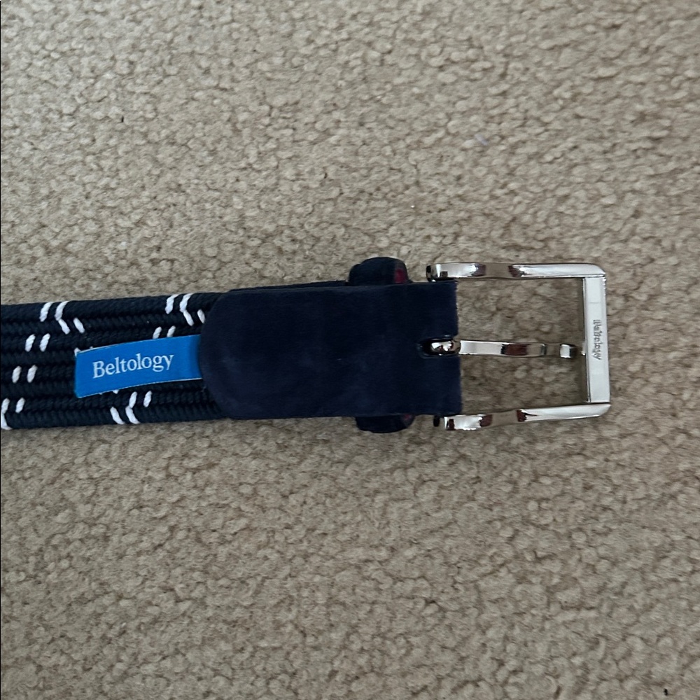 Beltology Navy/White Woven Stretch Belt sz 40.25 in. - Picture 2 of 5
